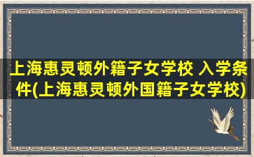 上海惠灵顿外籍子女学校 入学条件(上海惠灵顿外国籍子女学校)